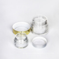 Luxury Empty OEM Cosmetic Containers Biodegradable Cosmetic Packaging Glass Cream Jar with gold lid